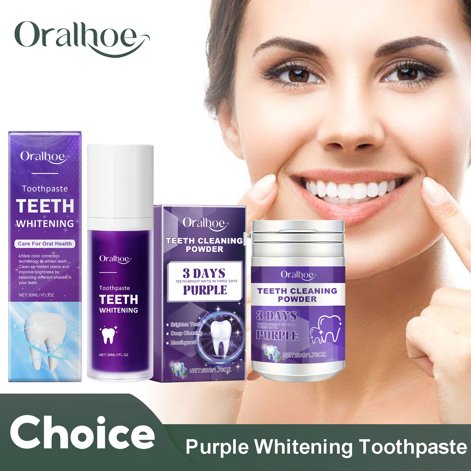 Teeth Whitening Results - Corretor roxo para clareamento dos dentes,