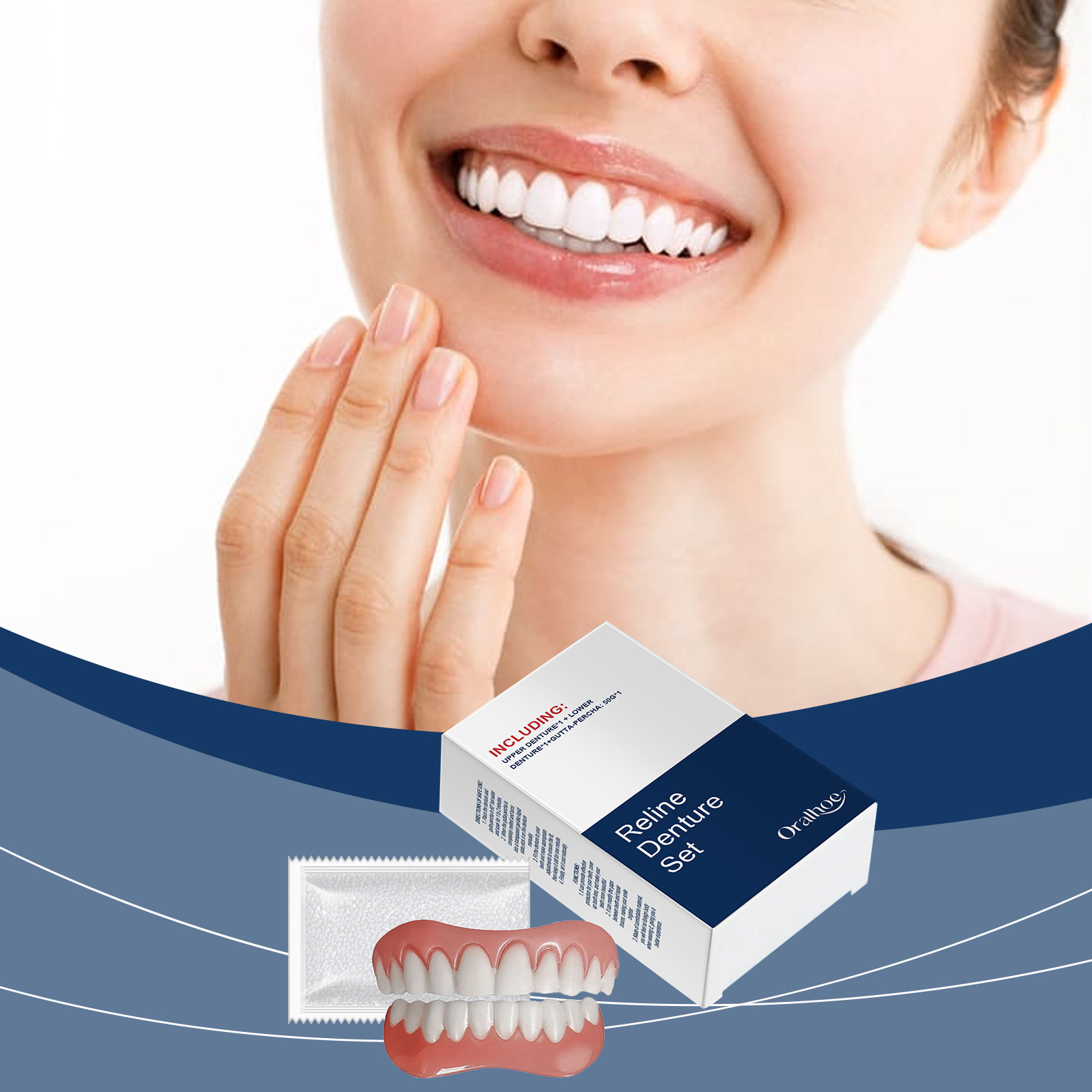 Teeth Whitening Veneers - Dentes falsos dentaduras temporárias simulação oral