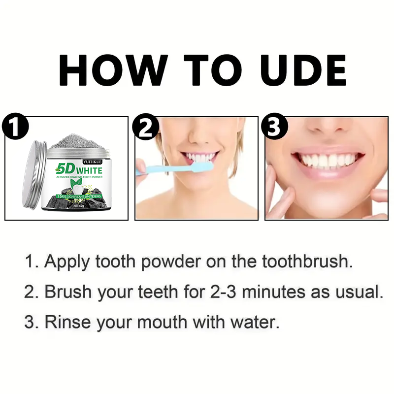 YUlTlKUE 5D Pó Dental de Carvã - Teeth Whitening Results avaliação e preço